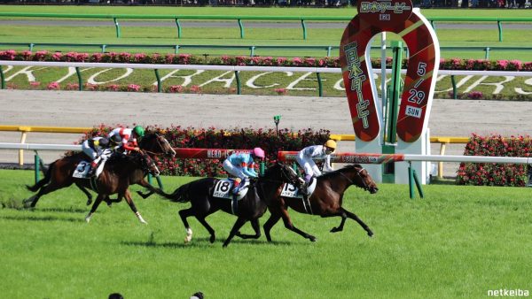 Do Deuce crossing the finish line to win the 2022 Japanese Derby. Original link: https://en.netkeiba.com/db/horse/horse_photo_detail.html?horse_id=2019105283&photo_id=131659